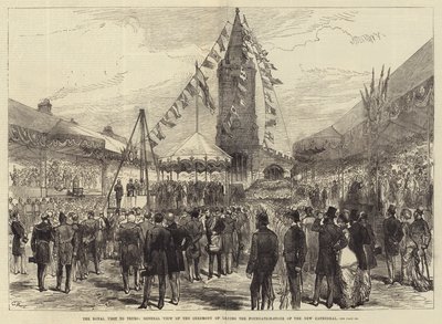 La visita real a Truro, vista general de la ceremonia de colocación de la primera piedra de la nueva catedral de Sir John Charles Robinson